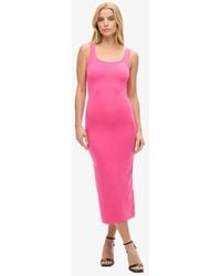 Superdry - & Co Square Neck Jersey Midi Dress - Lyst