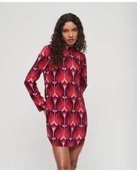 Superdry - Long Sleeve Printed Mini Dress - Lyst