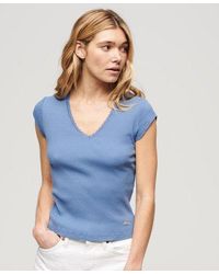 Superdry - Athletic Essentials Lace Trim V-neck T-shirt - Lyst