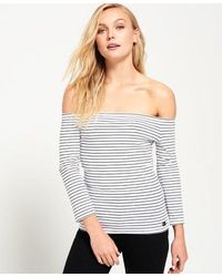 Superdry - Stripe Bardot Top - Lyst