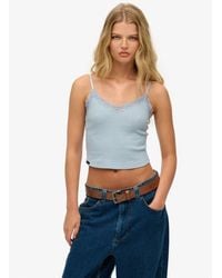 Superdry - Essential Lace Trim Cropped Cami Top - Lyst