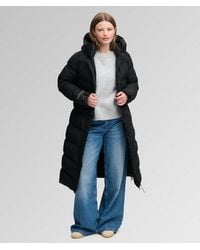 Superdry - & Co Ladies Slim Fit Embroidered Logo City Chevron Padded Long Coat - Lyst