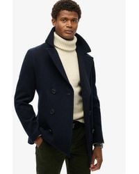 Superdry - & Co The Merchant Store - Wool Blend Pea Coat - Lyst