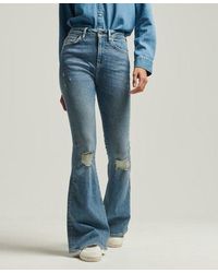 Superdry High Rise Skinny Flare Jeans - Blue