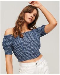 Superdry - Classic Smocked Short Sleeve Crop Top - Lyst