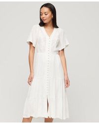 Superdry - Embroidered Tiered Midi Dress - Lyst