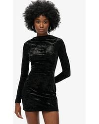Superdry - & Co Velvet Long Sleeve Mini Dress - Lyst