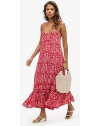 Superdry - & Co Printed Long V-neck Cami Dress - Lyst