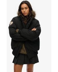Superdry - Oversized Everest Bomberjack Van Imitatiebont - Lyst