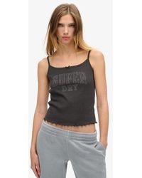 Superdry - & Co Athletic Essentials Graphic Pointelle Cami Top - Lyst