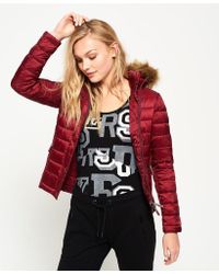 Superdry Luxe Fuji Double Zip Hooded Jacket - Red