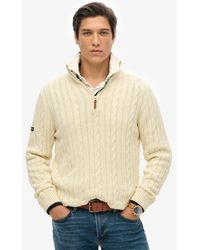 Superdry - Homme Pull Demi-Zip En Maille Torsadée Coton Bio Taille - Lyst