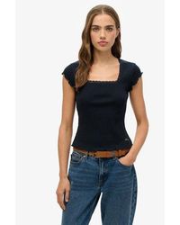 Superdry - Essential T-shirt Met Vierkante Hals En Korte Mouwen - Lyst