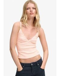 Superdry - & Co Athletic Essentials Printed Pointelle Cami Top - Lyst