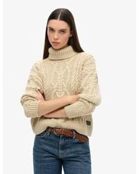 Superdry - Cable Knit Polo Neck Jumper - Lyst