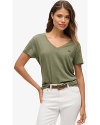Superdry - & Co Classic Logo Embroidered Slub V-neck T-shirt - Lyst