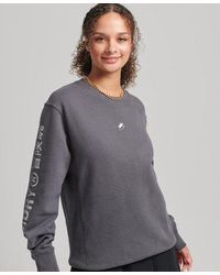 Superdry - Code Linear Loose Crew Sweatshirt Charcoal - Lyst
