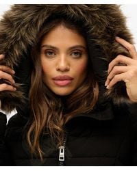 Superdry - Fuji Middellange Jas Met Bontkraag - Lyst