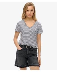 Superdry - & Co Classic Striped Slub Embroidered V-neck T-shirt - Lyst