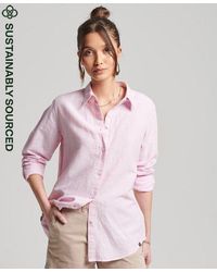 Superdry Linen Boyfriend Shirt - Pink