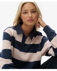 Superdry - & Co Athletic Essentials Cropped Stripe Rugby Top - Lyst