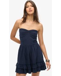 Superdry - Cotton 50s Lace Detail Detail Slim Fit Ruffle Bandeau Mini Dress - Lyst