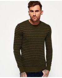 Superdry - Label Stripe Crew Neck Jumper Pine/Charcoal - Lyst