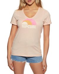 Dames Kleding voor voor Tops voor T-shirts Rip Curl Kort T-shirt Met Labelprint in het Zwart 
