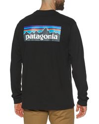 Patagonia T-Shirt a Manica Lunga P6 Logo Responsibilitee - Nero