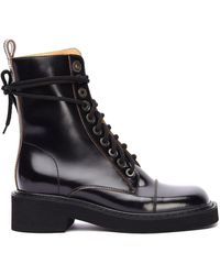 Maison Margiela Кожаные Ботинки На Шнуровке - Черный