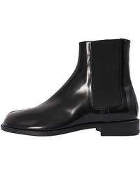 Maison Margiela Tabi Leather Chelsea Boots In - Black