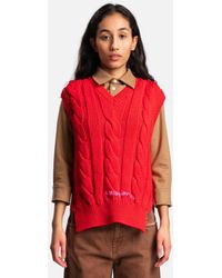 Marni Cable Knit Vest With Stitchings in Pink | Lyst