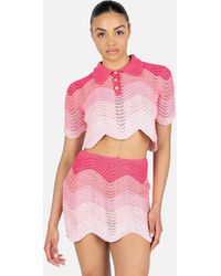 CASABLANCA Crochet Polo Shirt - Pink