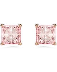 Swarovski - Stilla Stud Earrings, Square Cut, 18K Rose Finish - Lyst