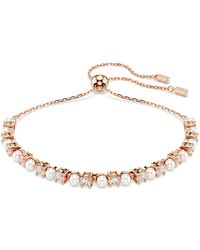 Swarovski - Bracciale tennis matrix, crystal pearl, taglio round - Lyst