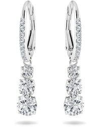 Swarovski - Stilla Attract Hoop Earrings, Round Cut, Rhodium Plated - Lyst