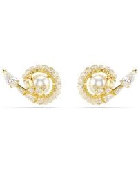 Swarovski - Snake Stud Earrings, Crystal Pearl, Mixed Cuts, Year Of The Snake, -Tone Plated - Lyst