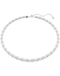 Swarovski - Collar tennis matrix, perla de cristal, talla redonda - Lyst