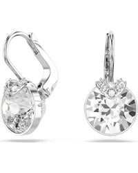Swarovski - Bella V Drop Earrings, Round Cut, Rhodium Plated - Lyst