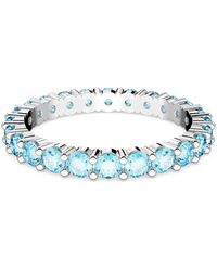 Swarovski - Rhodium Plated Round Cut Matrix Ring, Size 58 - Lyst