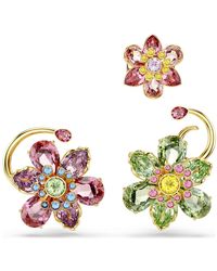 Swarovski - Orecchino ear cuff idyllia, set (3), design asimmetrico, mix di tagli, fiore - Lyst