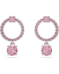 Swarovski - Pendants d'oreilles attract, taille ronde - Lyst