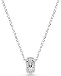 Swarovski - Hollow Necklace With Interlocking Circle Motif With White Crystal Pavé On A Rose Gold-tone Finish Setting With Matching Chain - Lyst