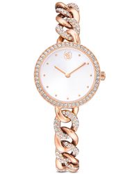 Swarovski - Cocktail round uhr, metallarmband, goldfarben, roségoldfarbenes finish - Lyst