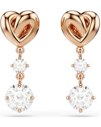 Swarovski - Lifelong Heart Drop Earrings, Heart, 18K Rose Finish - Lyst