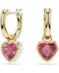 Swarovski - Orecchini pendenti chroma, cuore, rossi, placcato color oro - Lyst