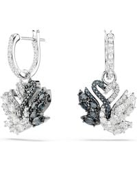 Swarovski - Swan Drop Earrings, Swan, Mixed Metal Finish - Lyst