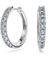 Swarovski - Orecchini a cerchio eternity, diamanti creati in laboratorio 0,5 ct tw, taglio round, grandi, oro - Lyst