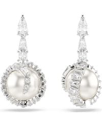 Swarovski - Snake Drop Earrings, Crystal Pearl, Mixed Cuts, Year Of The Snake, Rhodium Plated - Lyst
