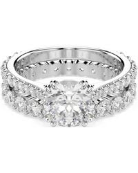 Swarovski - Bague Cocktail Constella avec Cristaux Blancs Taillés en Cercle sur un Support Plaqué Rhodium - Lyst
